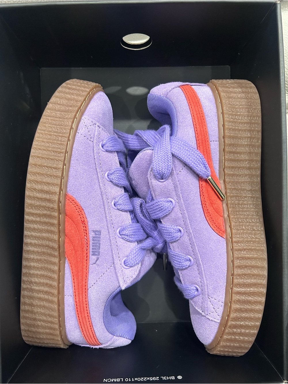 Puma Purple Suede Sneakers with Coral Stripe and Gum Sole